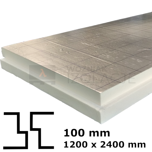 Płyta PIR + ALUMINIUM – 10cm – 1200 x 2400 – frez schodkowy