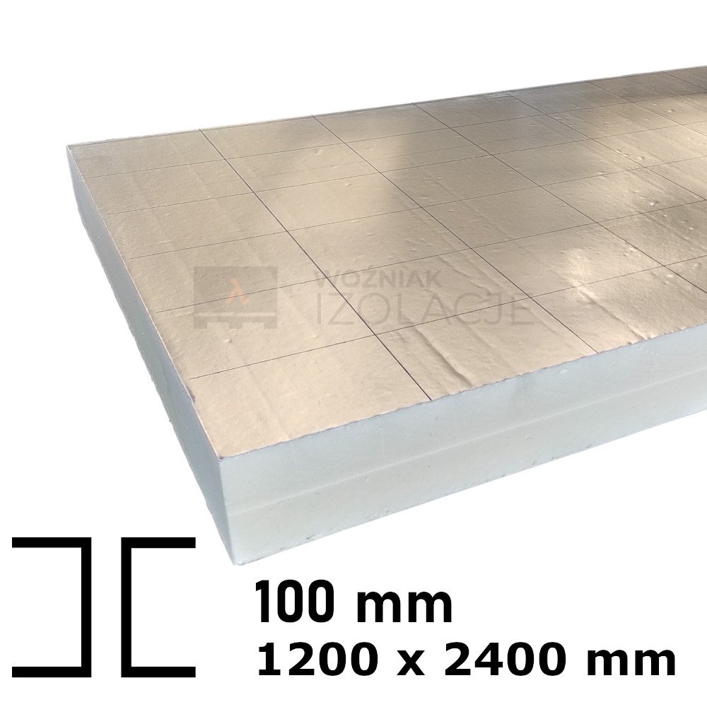 PŁYTA PIR ALu 100 mm 1200x2400 mm gładkie krawędzie