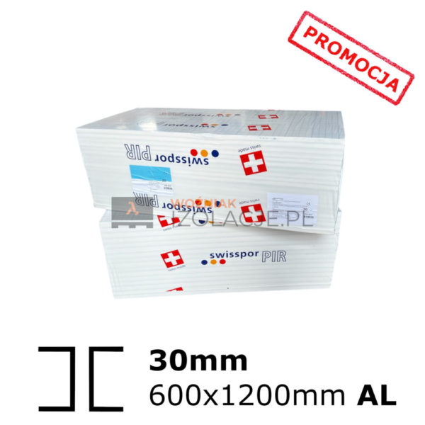 Płyta PIR ALu 3cm 600x1200mm krawędź gładka