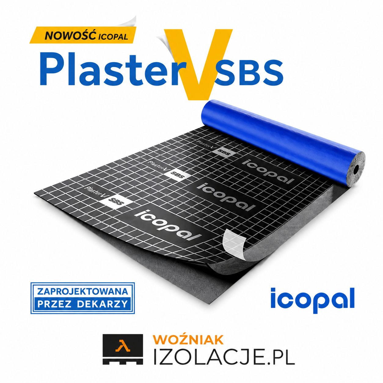 Papa podkładowa samoprzylepna ICOPAL PLASTER V SBS 15 m² – papa SBS do dachów na pełne deskowanie i płyty OSB